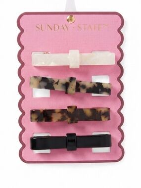 NWT ⚜️🖤⚜️ Sunday State Bows Hair Clips Set of 3